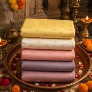 KashiFab POLY STAPLE MEENA BUTI 44" online - authentic Varanasi weave