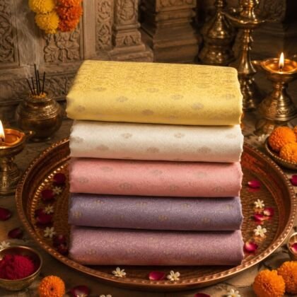 KashiFab POLY STAPLE MEENA BUTI 44" online - authentic Varanasi weave