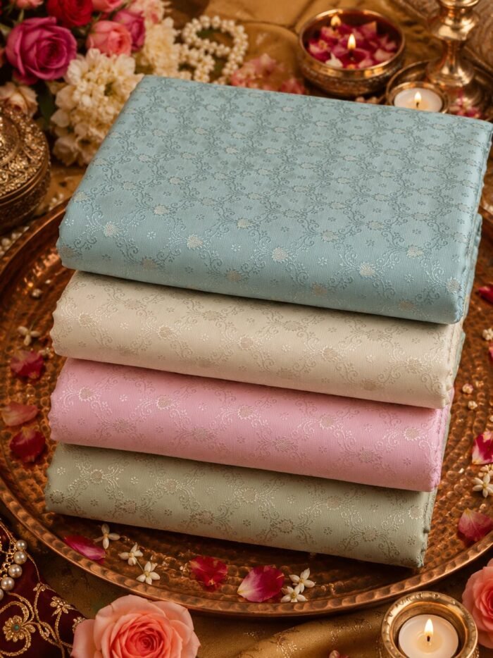 KashiFab POLY STAPLE MEENA BUTI 44" KashiFab POLY STAPLE MEENA BUTI 44" online - authentic Varanasi weave