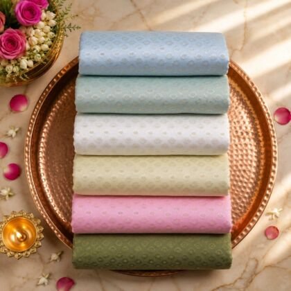 KashiFab POLY STAPLE MEENA BUTI 44" online - authentic Varanasi weave