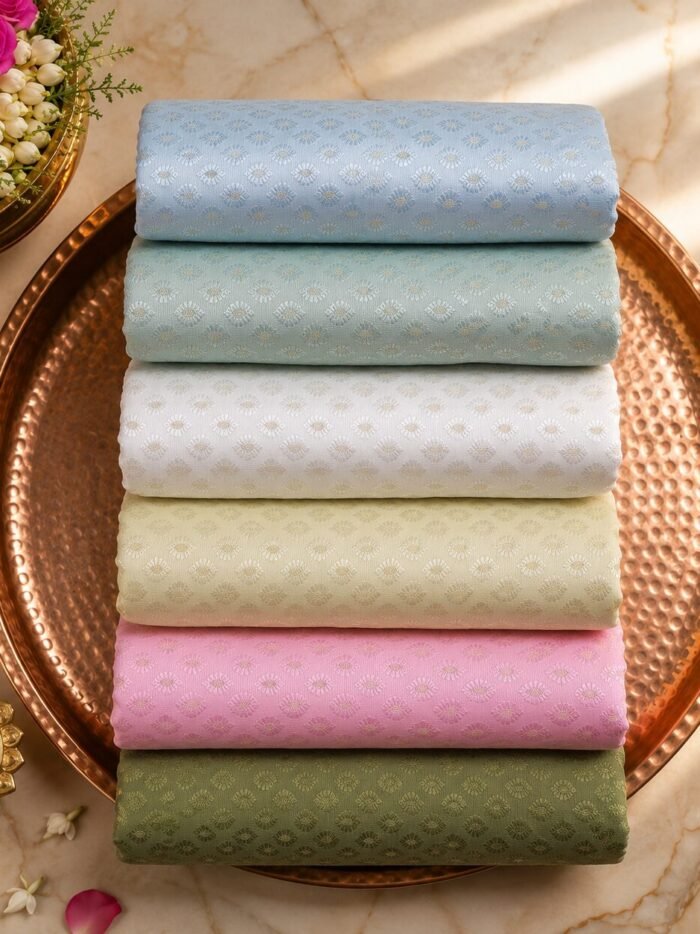 KashiFab POLY STAPLE MEENA BUTI 44" online - authentic Varanasi weave
