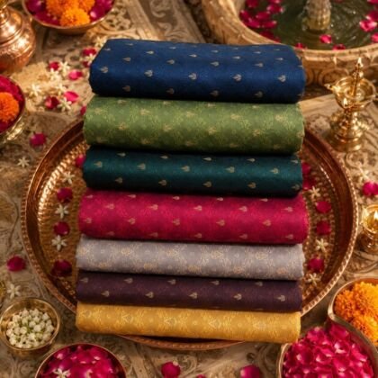 KashiFab POLY STAPLE MEENA BUTI 44" online - authentic Varanasi weave