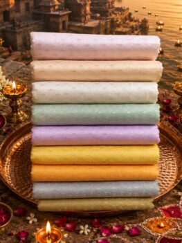 KashiFab POLY STAPLE MEENA BUTI 44" online - authentic Varanasi weave