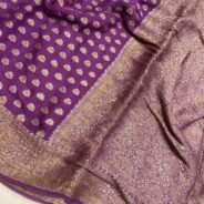 KashiFab Pure chiffon khaddi antique zari buti sarees online - Banaras / Varanasi silk saree