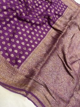 KashiFab Pure chiffon khaddi antique zari buti sarees online - Banaras / Varanasi silk saree