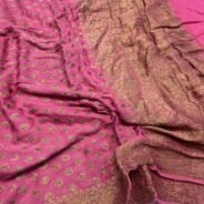 KashiFab Pure chiffon khaddi antique zari buti sarees online - Banaras / Varanasi silk saree - view 2