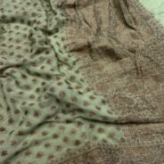 KashiFab Pure chiffon khaddi antique zari buti sarees online - Banaras / Varanasi silk saree - view 3