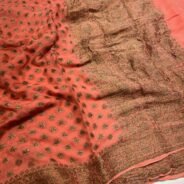 KashiFab Pure chiffon khaddi antique zari buti sarees online - Banaras / Varanasi silk saree - view 4