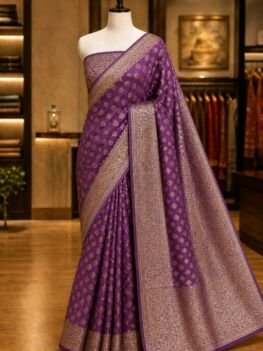 KashiFab Pure chiffon khaddi antique zari buti sarees - AYU #7175 lifestyle cover - boutique display