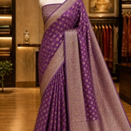 KashiFab Pure chiffon khaddi antique zari buti sarees - AYU #7175 lifestyle cover - boutique display