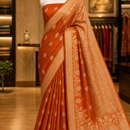 KashiFab Pure Katan Silk Sarees - AYU #10165 lifestyle cover - boutique display