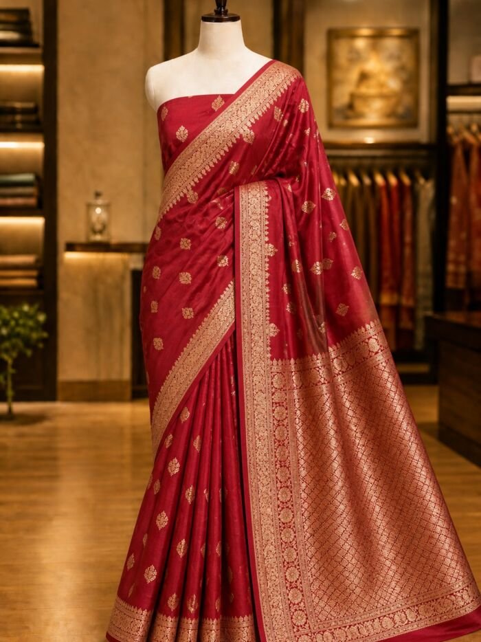 KashiFab Pure Katan Silk Sarees - AYU #10157 lifestyle cover - boutique display