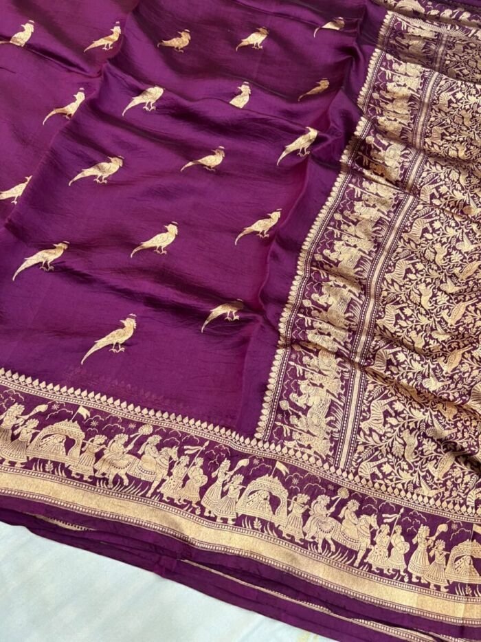 KashiFab Pure katan Silk Sarees - AYU #10579 KashiFab Pure katan Silk Sarees - AYU #10579 online - authentic Varanasi weave