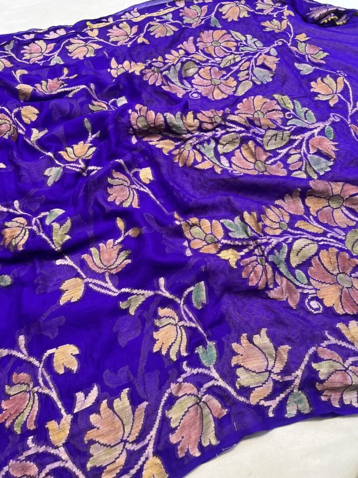 KashiFab Pure Khaddi Georgette hand filling dye sarees 1 KashiFab Pure Khaddi Georgette hand filling dye sarees online - Banaras / Varanasi silk saree