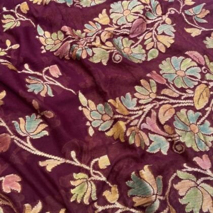 KashiFab Pure Khaddi Georgette hand filling dye sarees online - Banaras / Varanasi silk saree - view 2