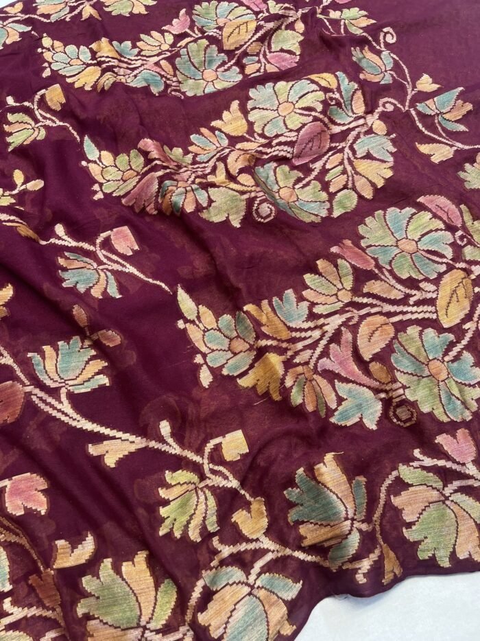 KashiFab Pure Khaddi Georgette hand filling dye sarees 2 KashiFab Pure Khaddi Georgette hand filling dye sarees online - Banaras / Varanasi silk saree - view 2