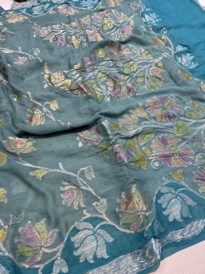KashiFab Pure Khaddi Georgette hand filling dye sarees 3 KashiFab Pure Khaddi Georgette hand filling dye sarees online - Banaras / Varanasi silk saree - view 3