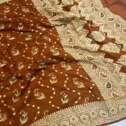 KashiFab Pure Khaddi Georgette meenakari jaal sarees online - Banaras / Varanasi silk saree