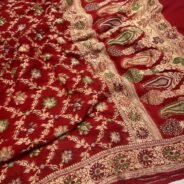 KashiFab Pure Khaddi Georgette meenakari jaal sarees online - Banaras / Varanasi silk saree - view 3