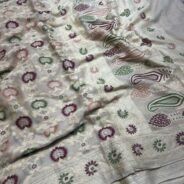KashiFab Pure Khaddi Georgette meenakari jaal sarees online - Banaras / Varanasi silk saree - view 4