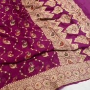 KashiFab Pure Khaddi Georgette meenakari jaal sarees online - Banaras / Varanasi silk saree - view 5