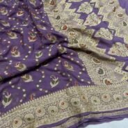 KashiFab Pure Khaddi Georgette meenakari jaal sarees online - Banaras / Varanasi silk saree - view 8