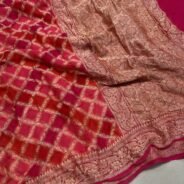KashiFab Pure khaddi georgette rangkaat hand dye sarees online - Banaras / Varanasi silk saree