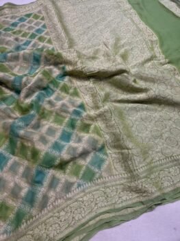 KashiFab Pure khaddi georgette rangkaat hand dye sarees 2 KashiFab Pure khaddi georgette rangkaat hand dye sarees online - Banaras / Varanasi silk saree - view 2