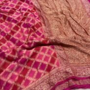 KashiFab Pure khaddi georgette rangkaat hand dye sarees online - Banaras / Varanasi silk saree - view 4