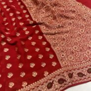 KashiFab Pure Khaddi Georgette resham meenakari buti sarees online - Banaras / Varanasi silk saree