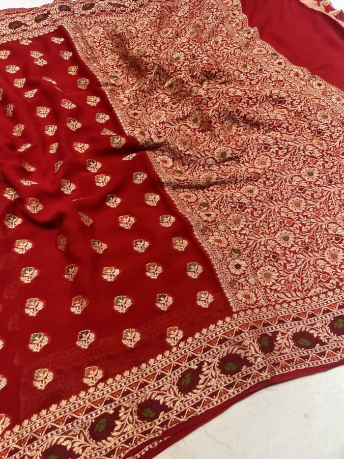 KashiFab Pure Khaddi Georgette resham meenakari buti sarees 1 KashiFab Pure Khaddi Georgette resham meenakari buti sarees online - Banaras / Varanasi silk saree