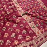 KashiFab Pure Khaddi Georgette resham meenakari buti sarees online - Banaras / Varanasi silk saree - view 2