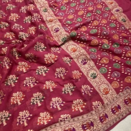 KashiFab Pure Khaddi Georgette resham meenakari buti sarees online - Banaras / Varanasi silk saree - view 2