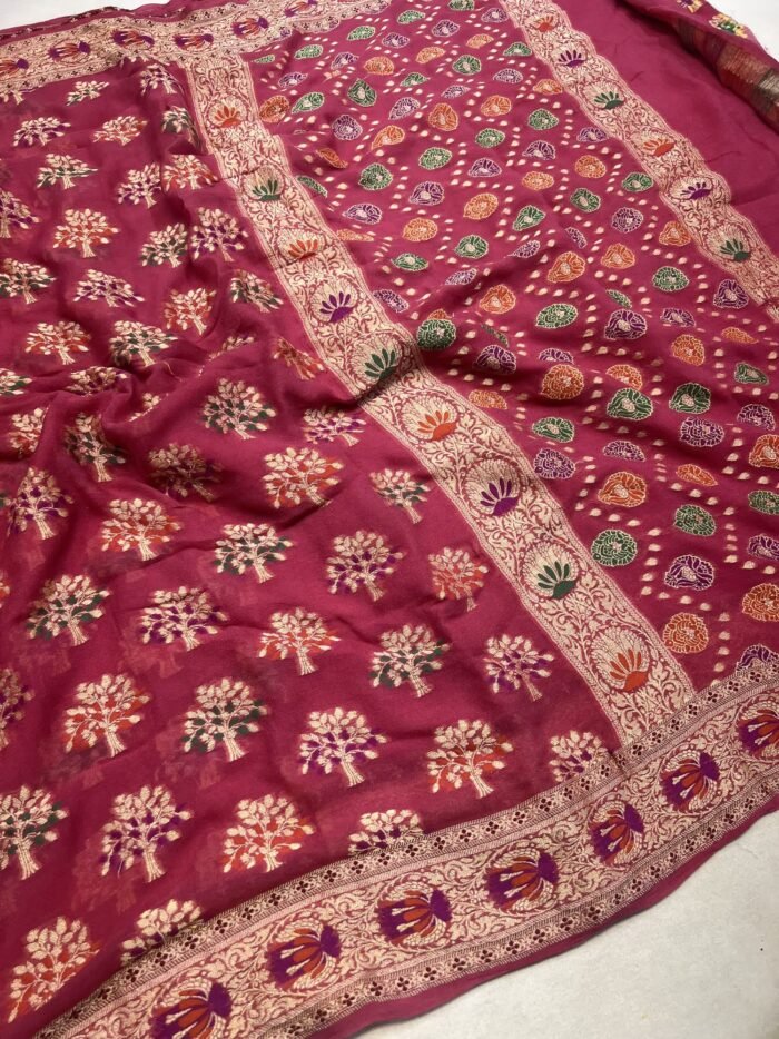 KashiFab Pure Khaddi Georgette resham meenakari buti sarees 2 KashiFab Pure Khaddi Georgette resham meenakari buti sarees online - Banaras / Varanasi silk saree - view 2