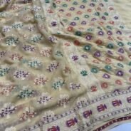 KashiFab Pure Khaddi Georgette resham meenakari buti sarees online - Banaras / Varanasi silk saree - view 3