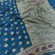 KashiFab Pure Khaddi Georgette resham meenakari buti sarees online - Banaras / Varanasi silk saree - view 5
