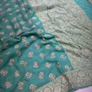 KashiFab Pure Khaddi Georgette resham meenakari buti sarees online - Banaras / Varanasi silk saree - view 6