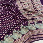 KashiFab Pure Khaddi Georgette resham meenakari buti sarees online - Banaras / Varanasi silk saree - view 7