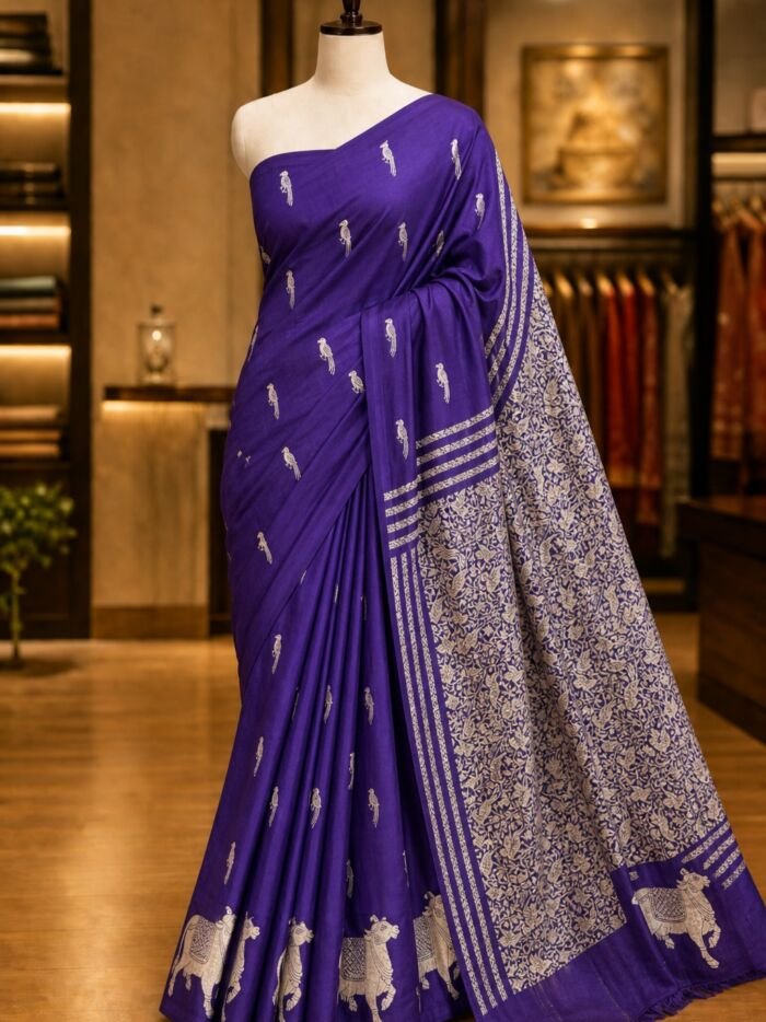 KashiFab lifestyle Pure Mashru Katan Saree - AYU #10648 KashiFab Pure Mashru Katan Saree - AYU #10648 lifestyle cover - boutique display