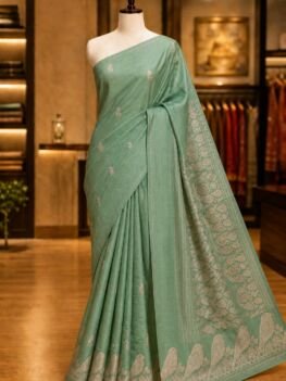 KashiFab Pure Mashru Katan Saree - AYU #10675 lifestyle cover - boutique display