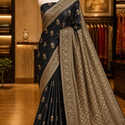 KashiFab Pure Mashru Katan Saree - AYU #10682 lifestyle cover - boutique display