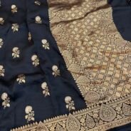 KashiFab Pure Mashru Katan Saree - AYU #10682 online - authentic Varanasi weave
