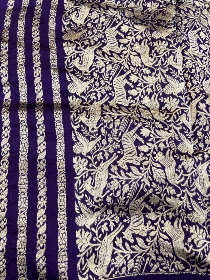 KashiFab Pure Mashru Katan Saree - AYU #10648 KashiFab Pure Mashru Katan Saree - AYU #10648 online - authentic Varanasi weave