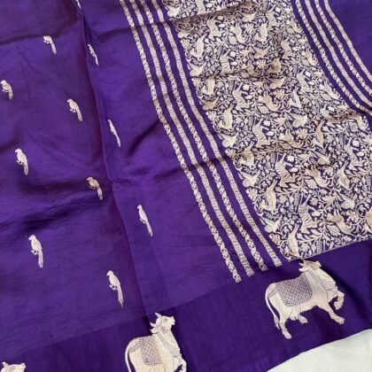 KashiFab Pure Mashru Katan Saree - AYU #10648 online - authentic Varanasi weave