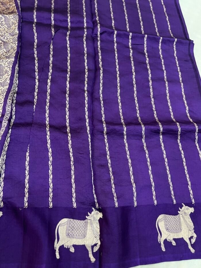 KashiFab Pure Mashru Katan Saree - AYU #10648 KashiFab Pure Mashru Katan Saree - AYU #10648 online - authentic Varanasi weave