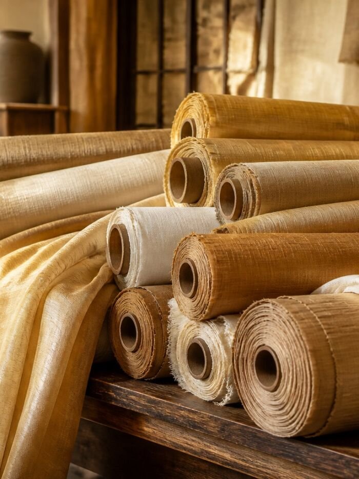 KashiFab raw silk and tussar fabric body1 KashiFab raw / dupion silk fabric yardage - Banarasi silk fabric design wholesale