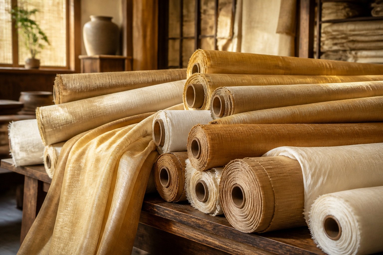 KashiFab Raw Silk and Tussar Fabric