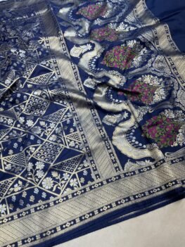 KashiFab Real zari inspired katan jamdani saree online - Banaras / Varanasi silk saree