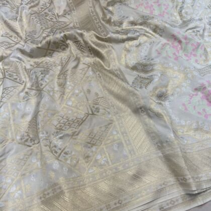 KashiFab Real zari inspired katan jamdani saree online - Banaras / Varanasi silk saree - view 2