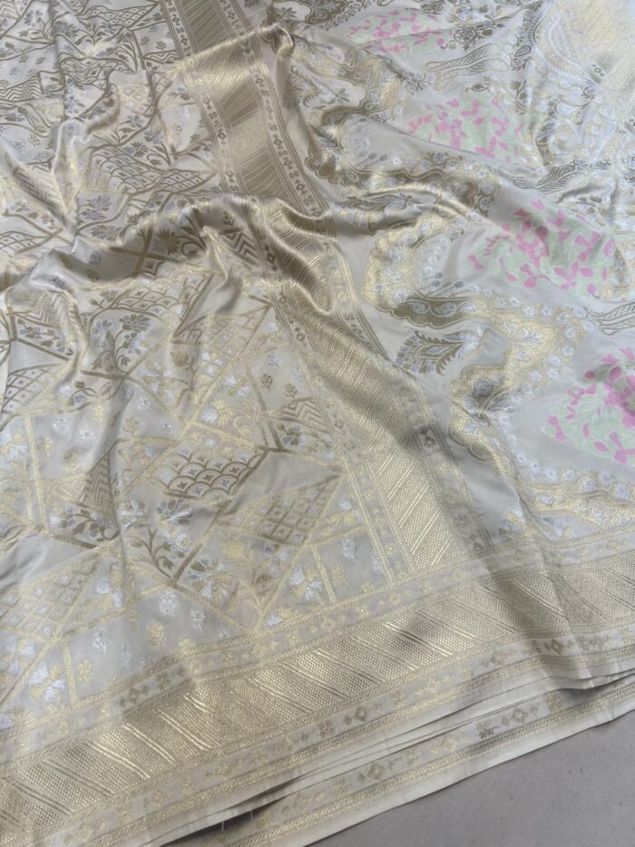 KashiFab Real zari inspired katan jamdani saree 2 KashiFab Real zari inspired katan jamdani saree online - Banaras / Varanasi silk saree - view 2